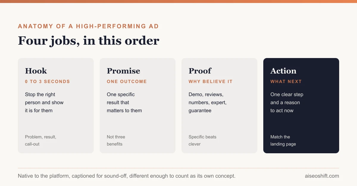 The anatomy of a high-performing ad: hook, promise, proof, action