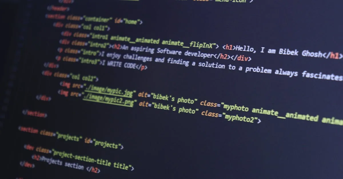 Programming code and structured data displayed on a computer screen