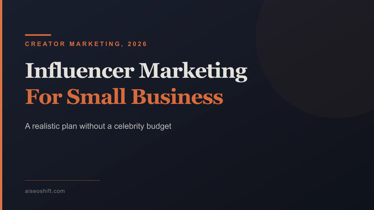 Small business influencer marketing hero graphic showing a storefront connected to nano creator profiles