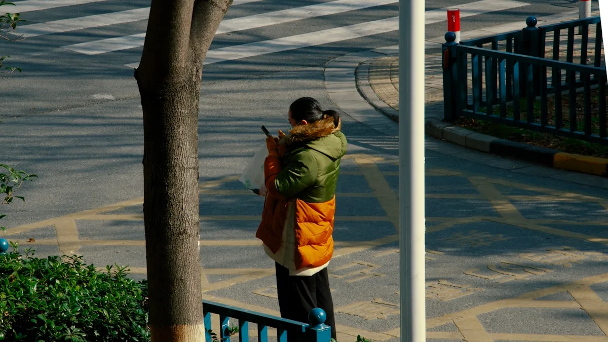Person using a smartphone to search for information on the go