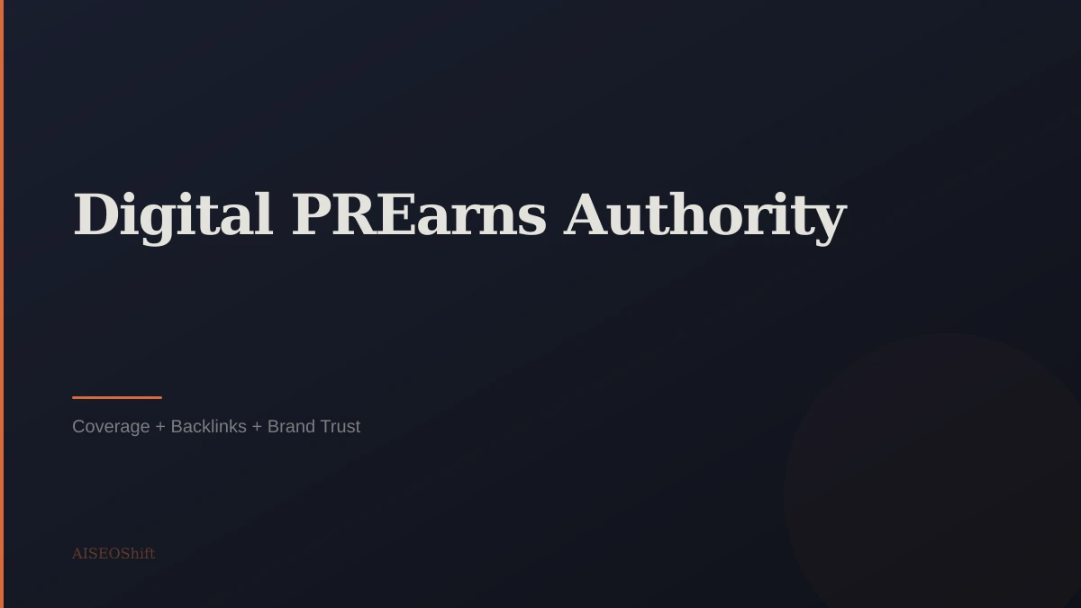 Digital PR earns authority through coverage backlinks and brand trust signals